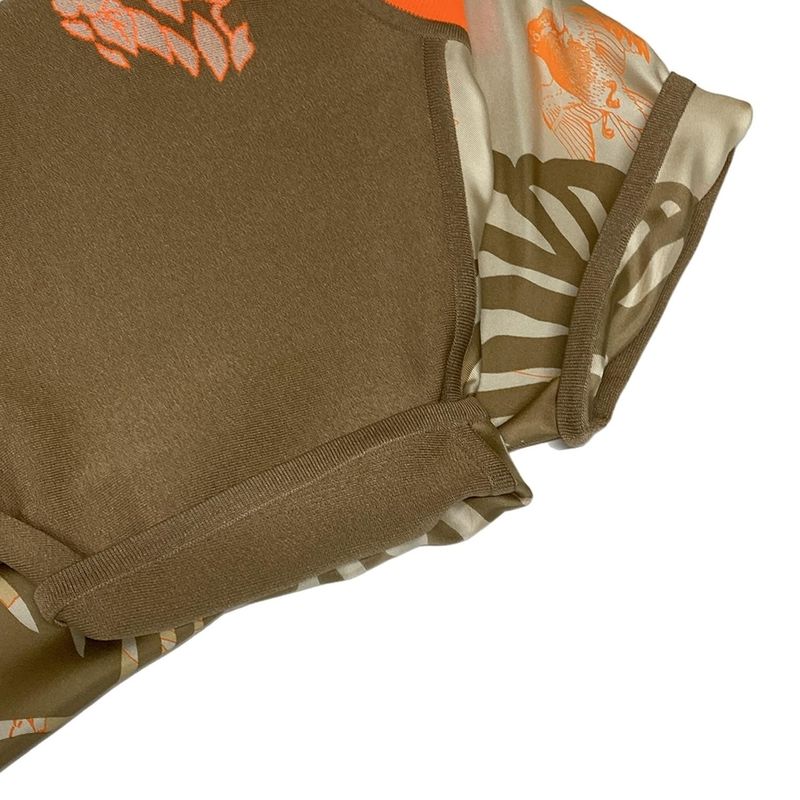 Hermes Short Sleeve Cut and Sew Size 34 S Women's - Dc2h2821dr Ivory X Gray