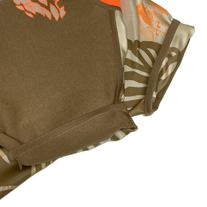 Hermes Short Sleeve Cut and Sew Size 34 S Women's - Dc2h2821dr Ivory X Gray