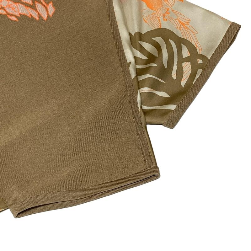 Hermes Short Sleeve Cut and Sew Size 34 S Women's - Dc2h2821dr Ivory X Gray