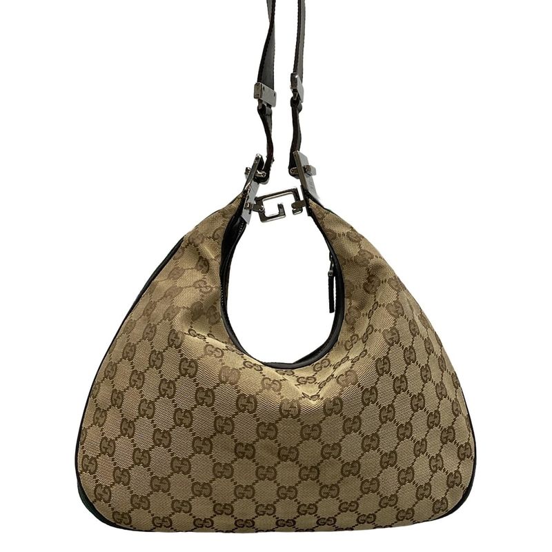 Gucci Shoulder Bag GG Pattern Sherry (Web) 13315 Beige X Dark Brown Leather