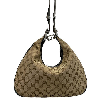 Gucci Shoulder Bag GG Pattern Sherry (Web) 13315 Beige X Dark Brown Leather