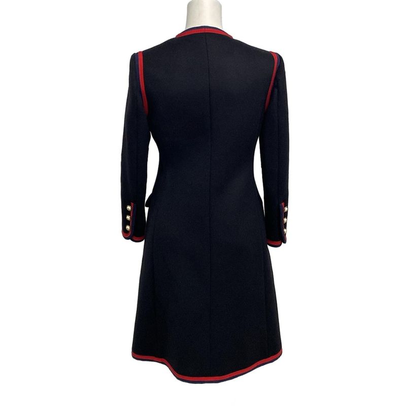Gucci Coat Size 38 S Women's - 544855 Dark Navy X Red Long Sleeve Winter Wool