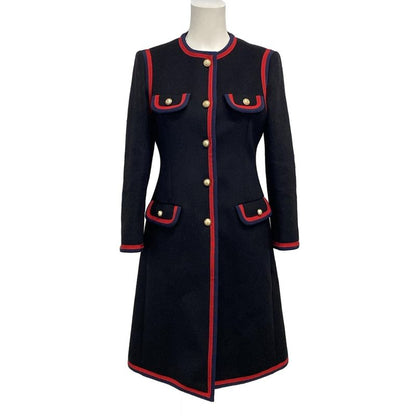 Gucci Coat Size 38 S Women's - 544855 Dark Navy X Red Long Sleeve Winter Wool