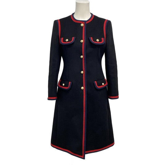 Gucci Coat Size 38 S Women's - 544855 Dark Navy X Red Long Sleeve Winter Wool