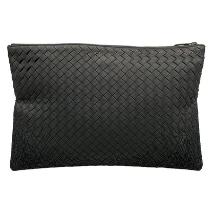 Bottega Veneta Clutch Bag Intrecciato Dark Gray Embroidery Leather
