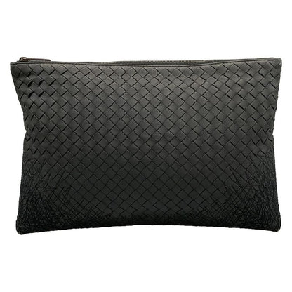 Bottega Veneta Clutch Bag Intrecciato Dark Gray Embroidery Leather