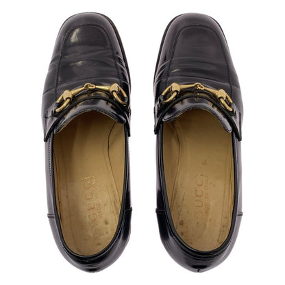 Gucci | 100 0441 Leather Horsebit Chunky Heel Loafers | 7 | Black | Ladies