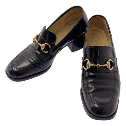 Gucci | 100 0441 Leather Horsebit Chunky Heel Loafers | 7 | Black | Ladies