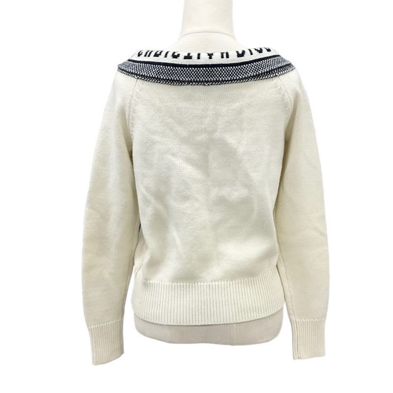 Christian Dior Top Knit Sailor Logo Wool Ivory