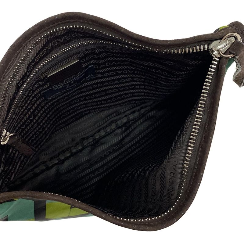 Prada Clutch Bag - Dark Brown X Black X Multi Geometric Pattern Holliday & Brown