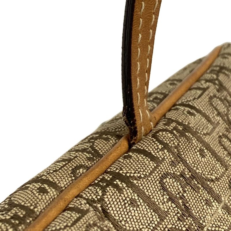 Dior Christian Dior Handbag Logogram Beige X Brown Leather