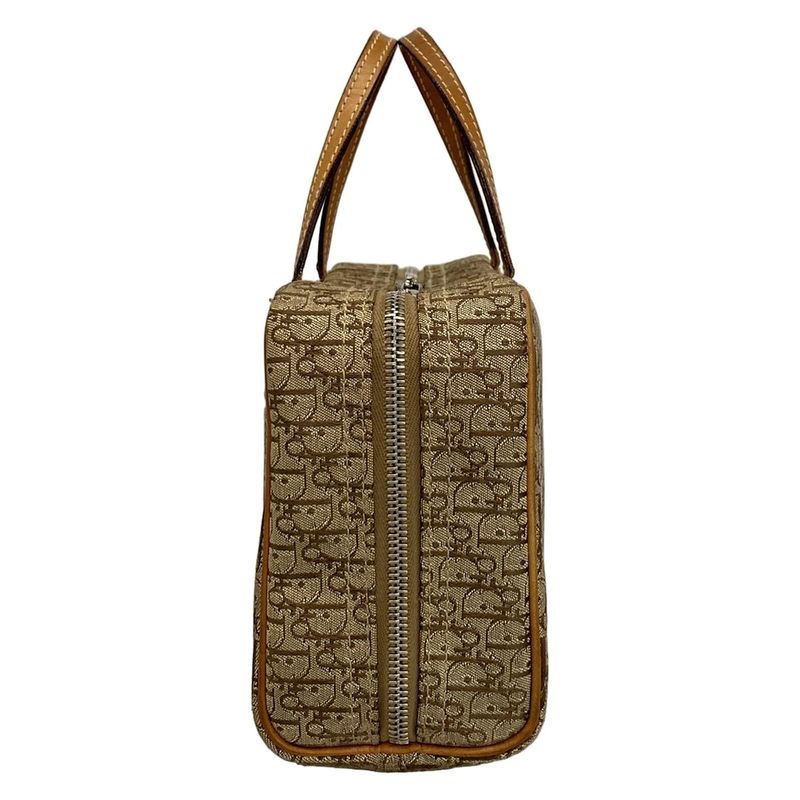 Dior Christian Dior Handbag Logogram Beige X Brown Leather