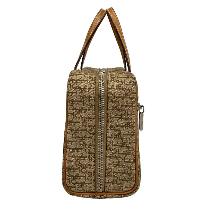 Dior Christian Dior Handbag Logogram Beige X Brown Leather