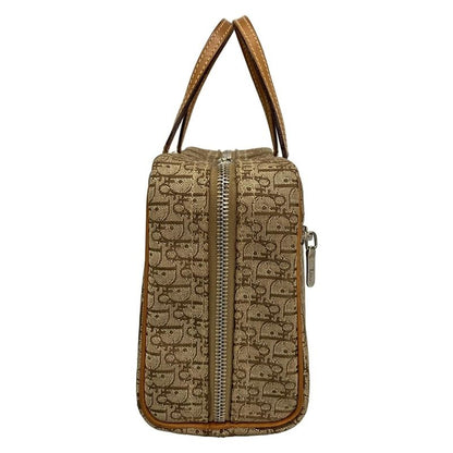 Dior Christian Dior Handbag Logogram Beige X Brown Leather