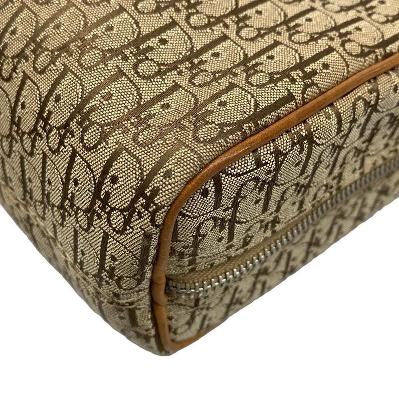 Dior Christian Dior Handbag Logogram Beige X Brown Leather