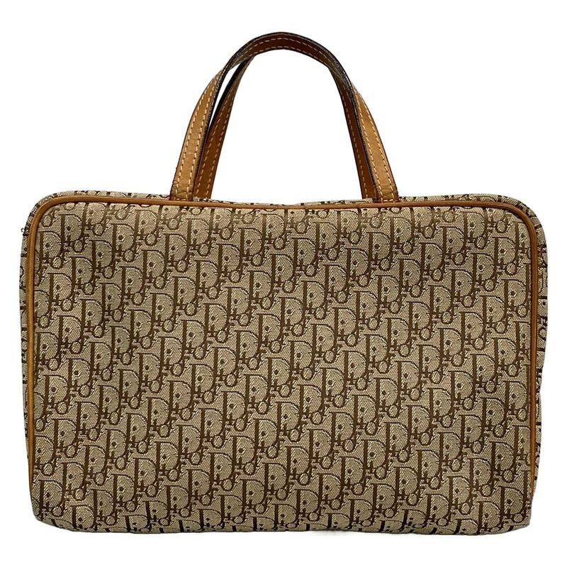 Dior Christian Dior Handbag Logogram Beige X Brown Leather