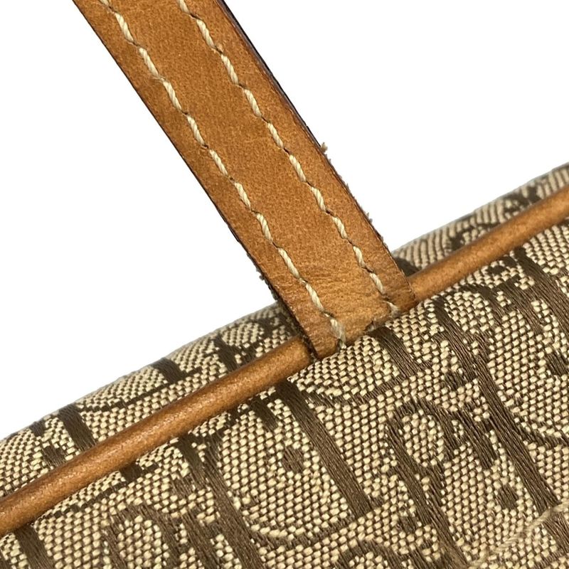 Dior Christian Dior Handbag Logogram Beige X Brown Leather