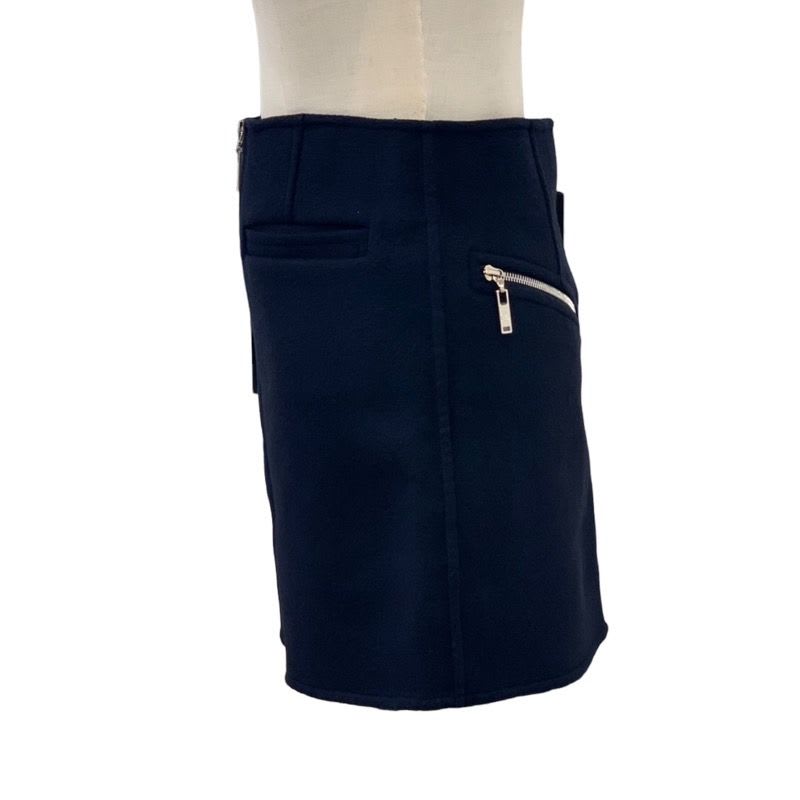 Louis Vuitton Monogram Skirt Wool Navy Silver
