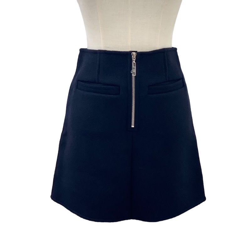 Louis Vuitton Monogram Skirt Wool Navy Silver