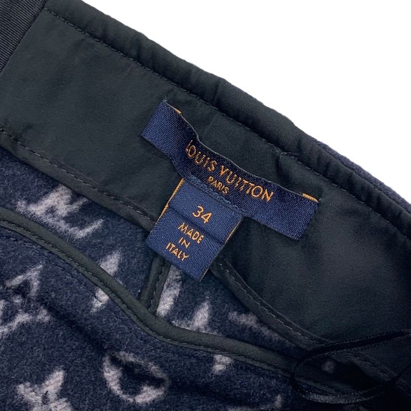 Louis Vuitton Monogram Skirt Wool Navy Silver
