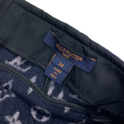Louis Vuitton Monogram Skirt Wool Navy Silver