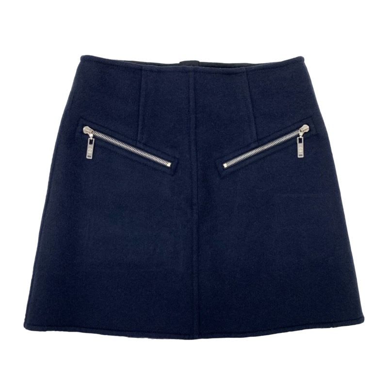 Louis Vuitton Monogram Skirt Wool Navy Silver