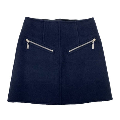 Louis Vuitton Monogram Skirt Wool Navy Silver