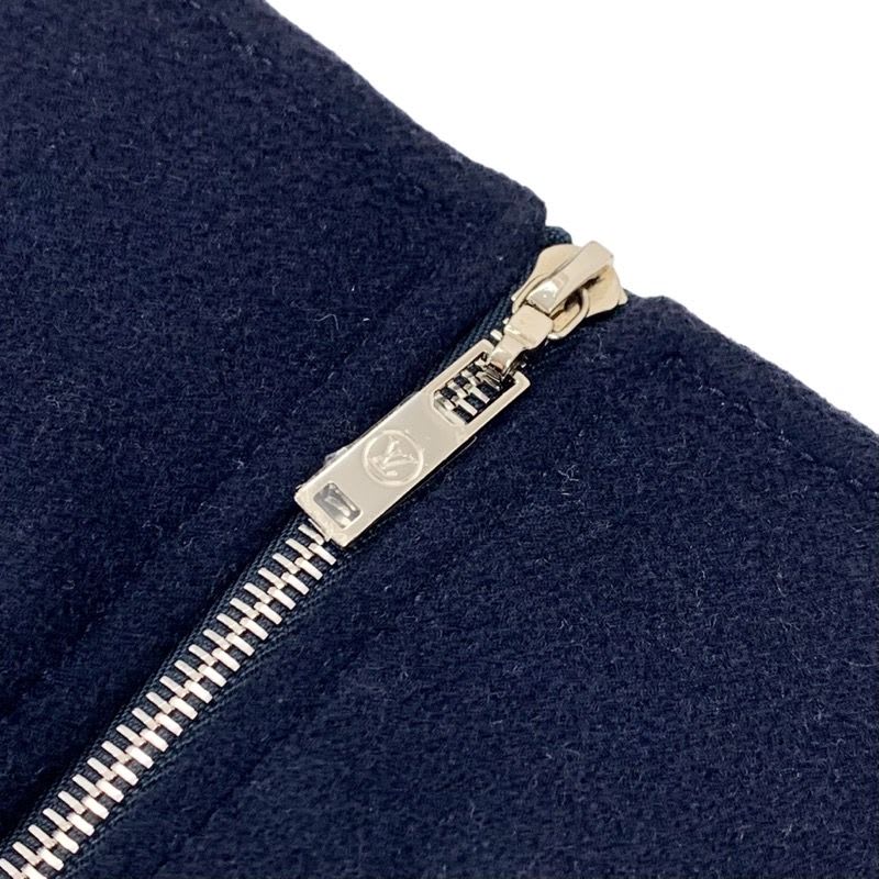 Louis Vuitton Monogram Skirt Wool Navy Silver