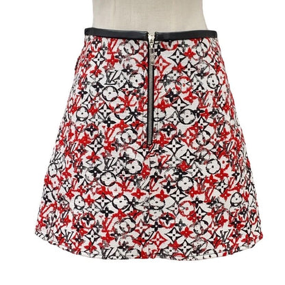 Louis Vuitton Monogram Skirt White Black Red Jacquard