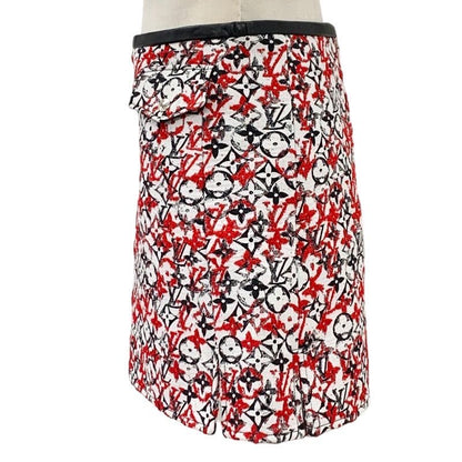 Louis Vuitton Monogram Skirt White Black Red Jacquard