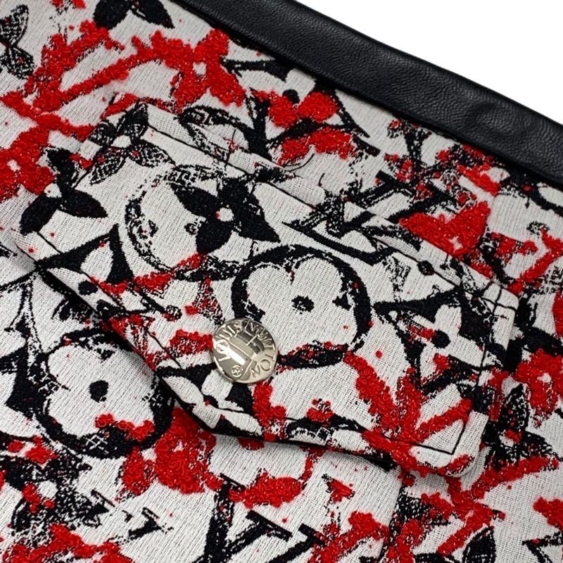 Louis Vuitton Monogram Skirt White Black Red Jacquard