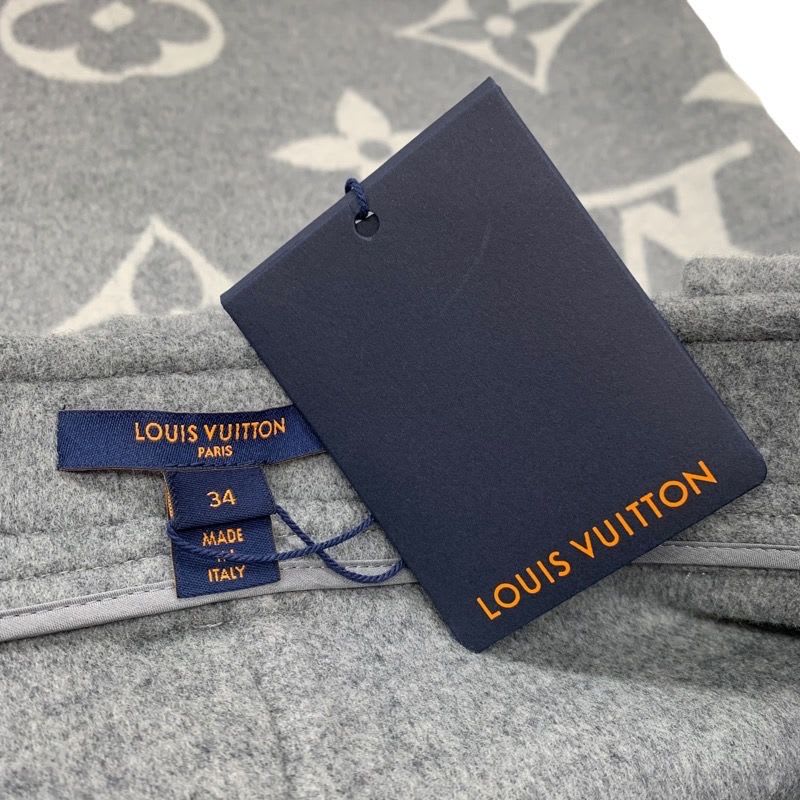 Louis Vuitton Monogram Bottoms Wool Gray Skirt Giant
