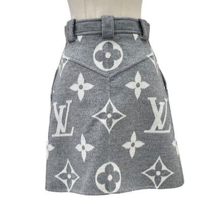 Louis Vuitton Monogram Bottoms Wool Gray Skirt Giant