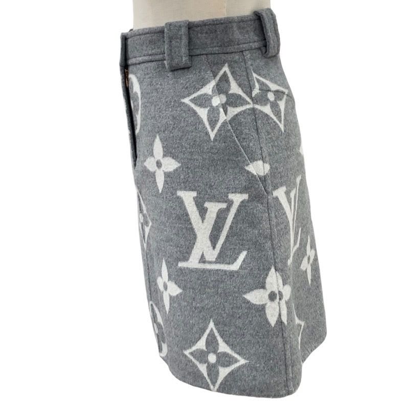 Louis Vuitton Monogram Bottoms Wool Gray Skirt Giant