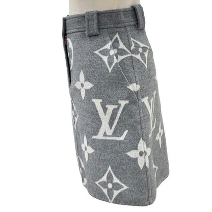Louis Vuitton Monogram Bottoms Wool Gray Skirt Giant