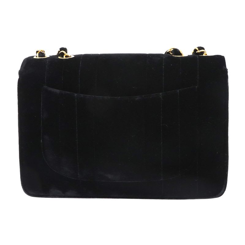 Chanel Mademoiselle Chain Shoulder Bag Velor Black Vintage Gold Hardware
