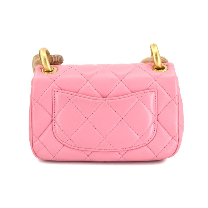 Chanel Chanel Mini Quilted Shoulder Bag Lambskin Wood Pink As4165