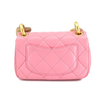 Chanel Chanel Mini Quilted Shoulder Bag Lambskin Wood Pink As4165