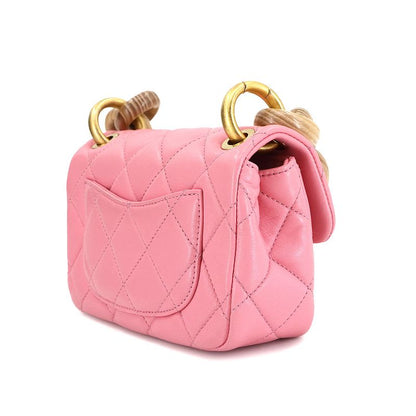 Chanel Chanel Mini Quilted Shoulder Bag Lambskin Wood Pink As4165