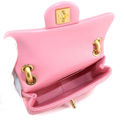 Chanel Chanel Mini Quilted Shoulder Bag Lambskin Wood Pink As4165