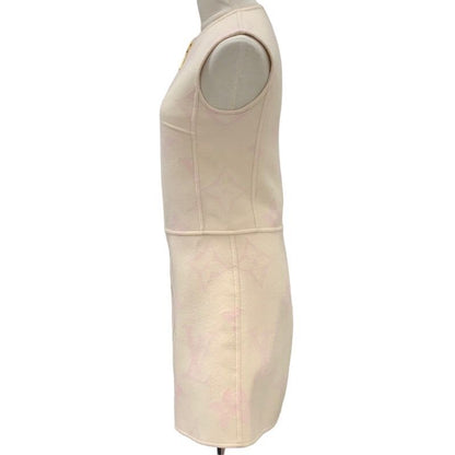 Louis Vuitton Dress Beige Pink Giant Monogram Sleeveless Front Zip
