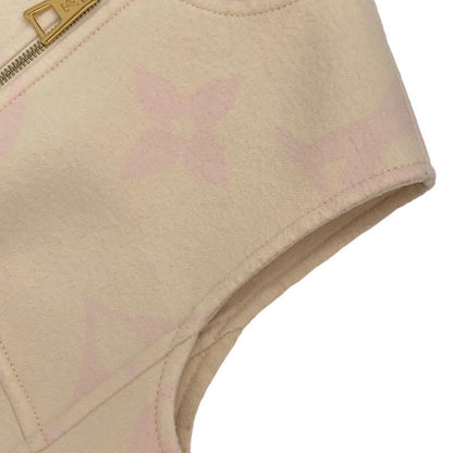 Louis Vuitton Dress Beige Pink Giant Monogram Sleeveless Front Zip