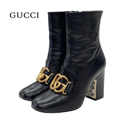 Gucci Double G Boots Short Boots Shoes Ggmarmont Leather Black