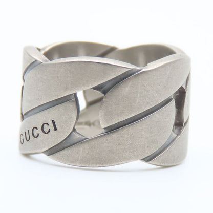Gucci Ring Chain Motif Wide 9 Silver 925 Approx 7.4 g Accessories Matte