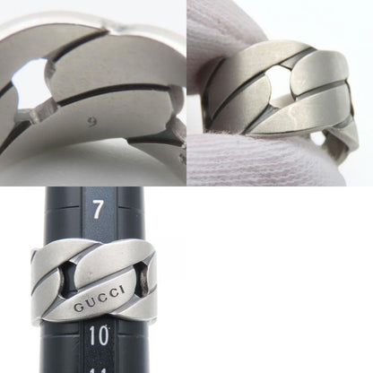 Gucci Ring Chain Motif Wide 9 Silver 925 Approx 7.4 g Accessories Matte