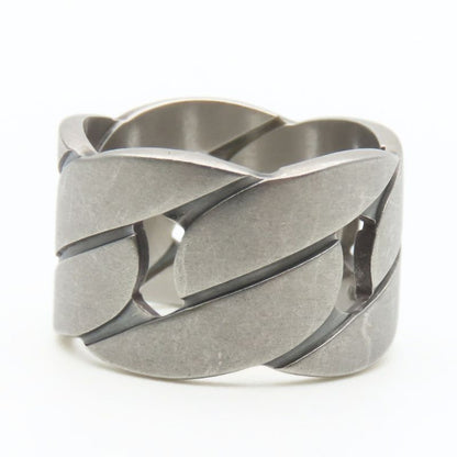 Gucci Ring Chain Motif Wide 9 Silver 925 Approx 7.4 g Accessories Matte