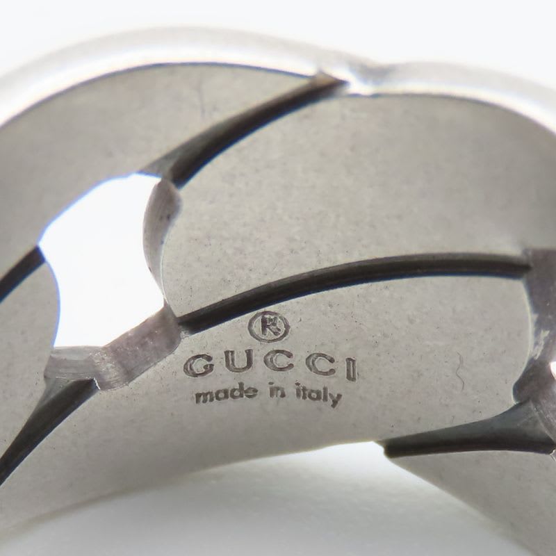 Gucci Ring Chain Motif Wide 9 Silver 925 Approx 7.4 g Accessories Matte