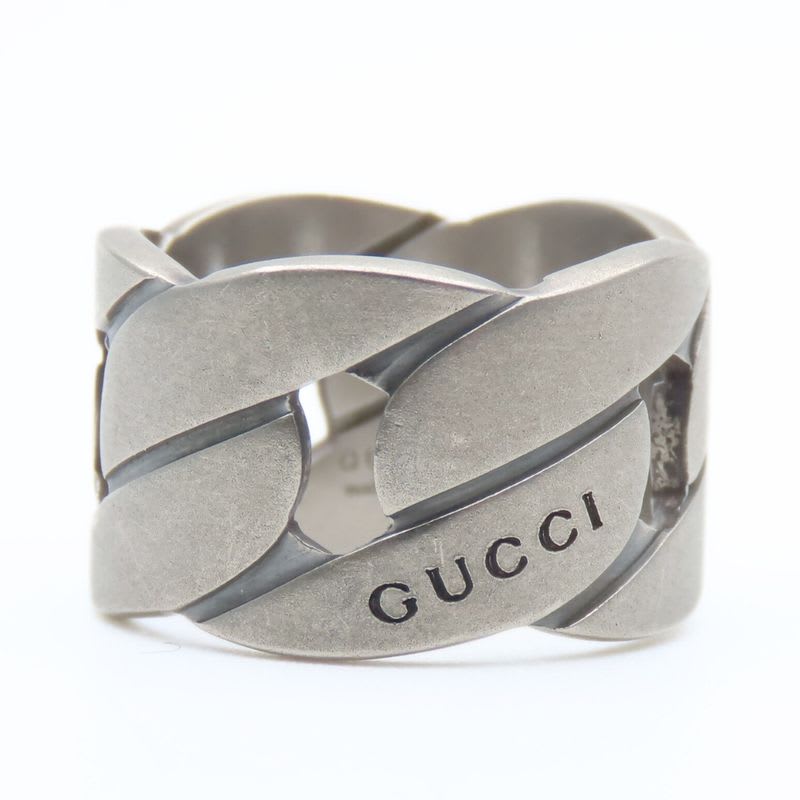 Gucci Ring Chain Motif Wide 9 Silver 925 Approx 7.4 g Accessories Matte