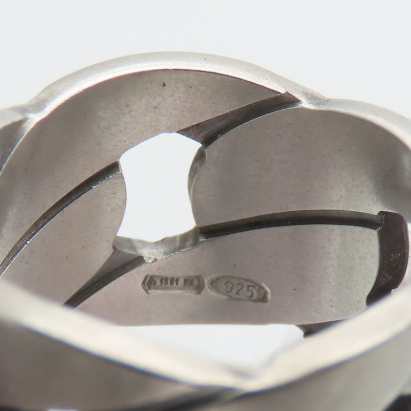Gucci Ring Chain Motif Wide 9 Silver 925 Approx 7.4 g Accessories Matte