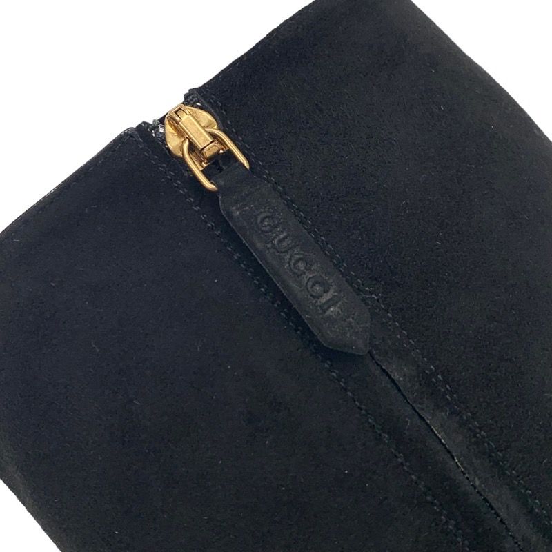 Gucci Double G Boots Long Boots Shoes Ggmarmont Fringe Suede Black